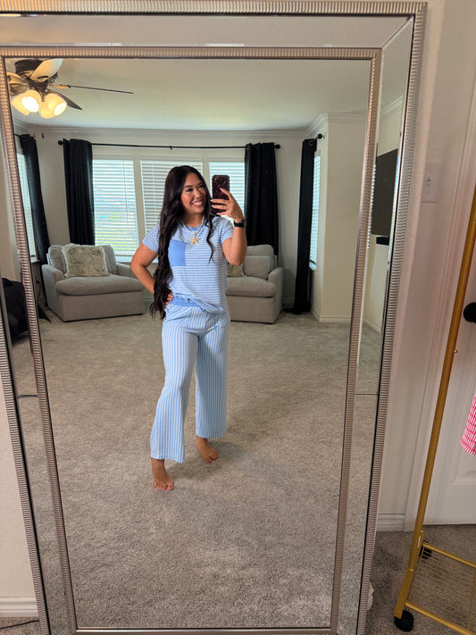 Sky Blue Stripped set