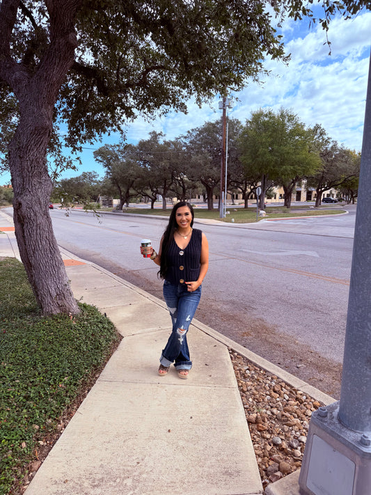 Holly Navy Blue Crochet Top