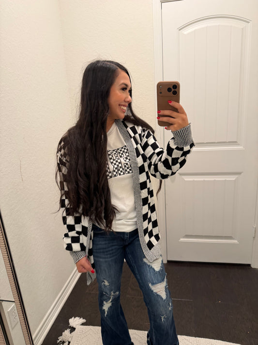 Checkered cardigan