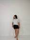 Grey Ribbon Short Sleeve Knit Top Mable