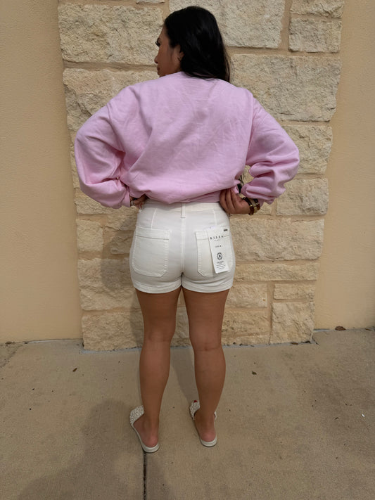 White Risen denim shorts