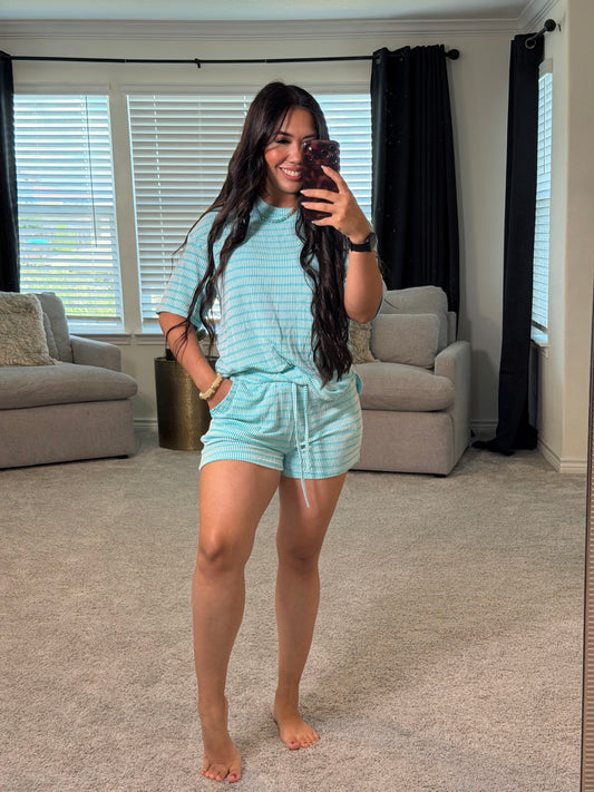 Ribbed blue set