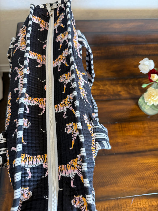 black quilted tiger  bag