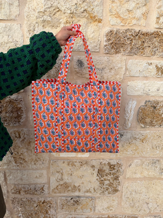 Sweet orange quilted tote