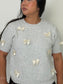 Grey Ribbon Short Sleeve Knit Top Mable