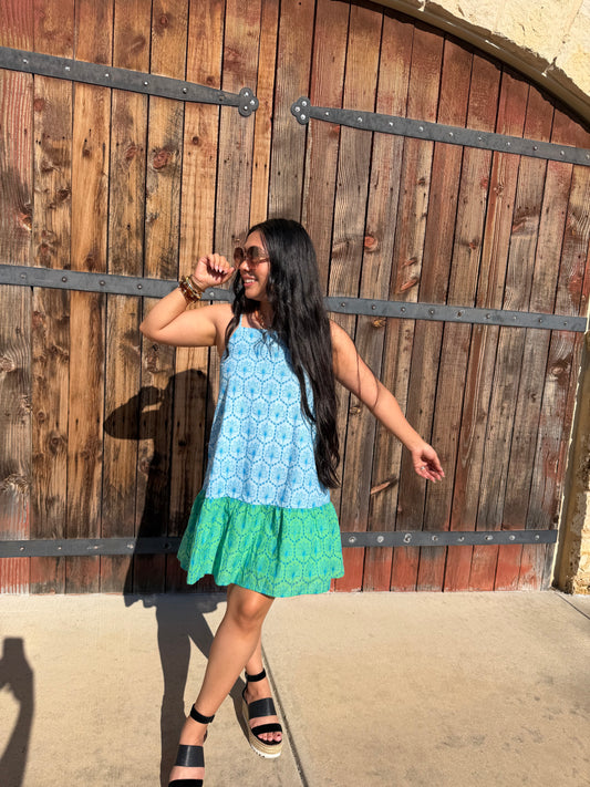Blue Green Dolly Dress