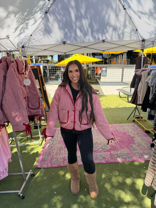 Sweetie Red Gingham Quilted  Jacket