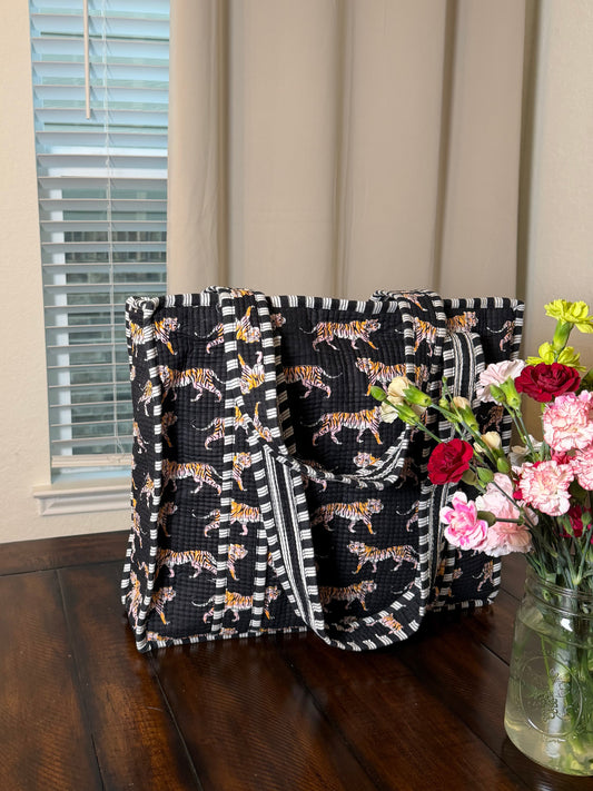 black quilted tiger  bag