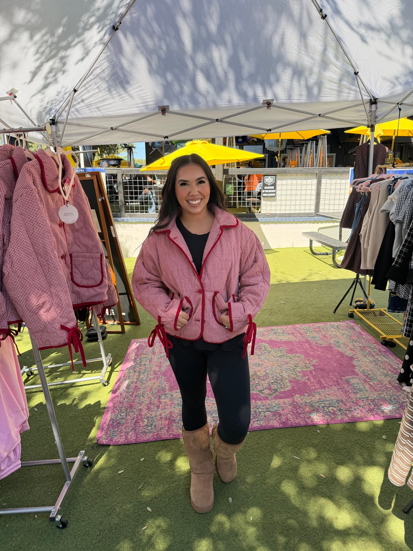 Sweetie Red Gingham Quilted  Jacket