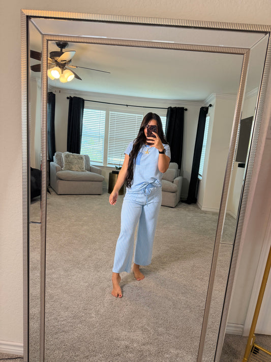 Sky Blue Stripped set