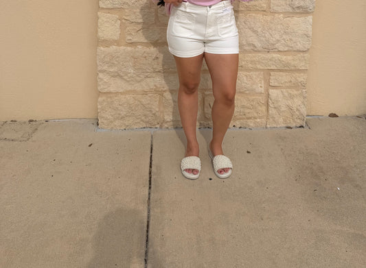 White Risen denim shorts