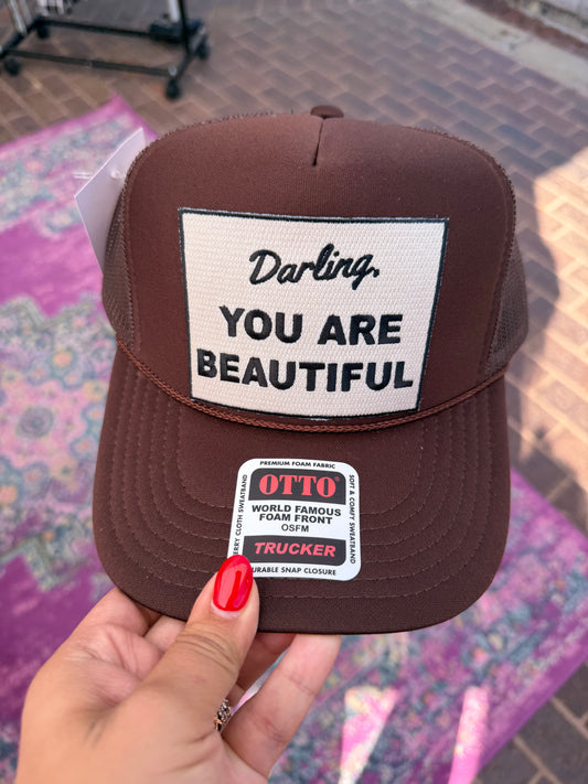 Darling brown trucker hat