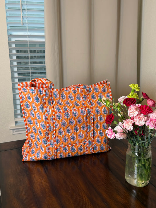 Sweet orange quilted tote