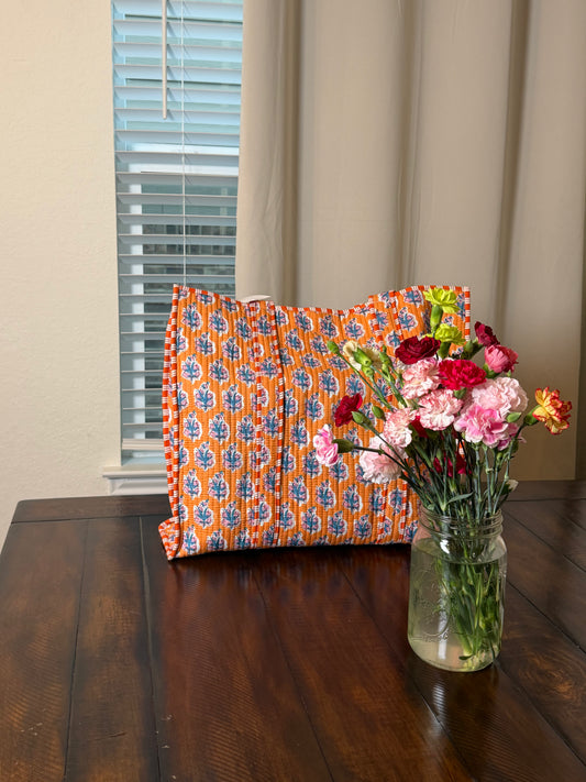 Sweet orange quilted tote