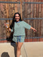 Green and blue Top and Bottom Striped Set