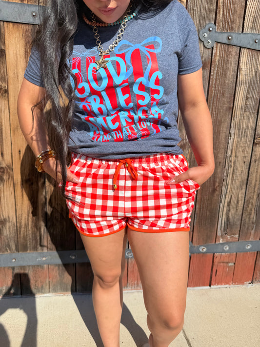 Red gingam Shorts