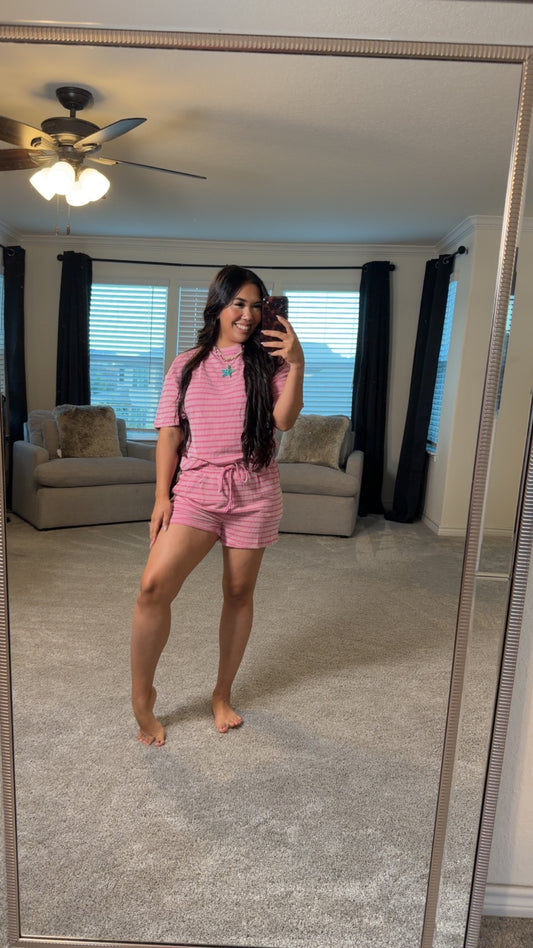 Pink Ribbed Carlie set