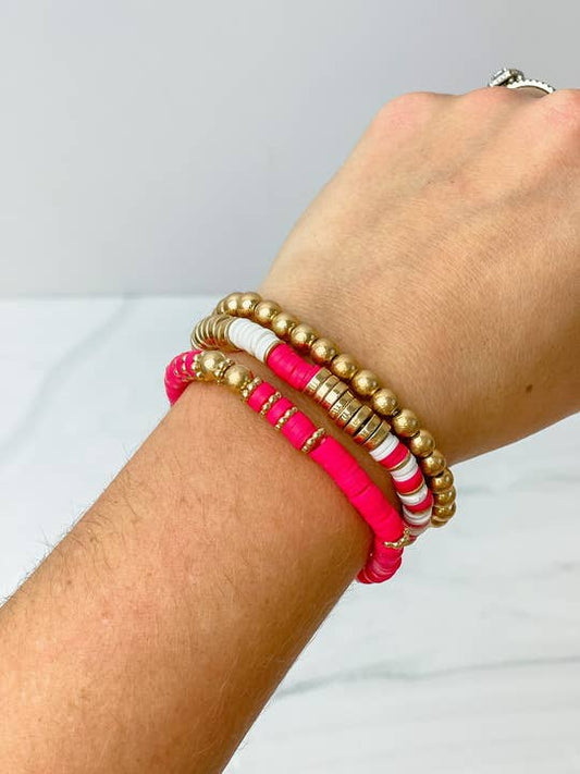 Pink & Gold beaded stack